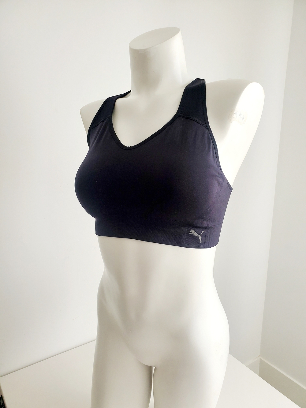 PUMA Women's Seamless Sports Bra Black Wide Band Size XL